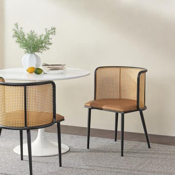 [en.casa] Eetkamerstoel Flen set van 2 bruin en zwart 75x52x, Verzenden, Nieuw