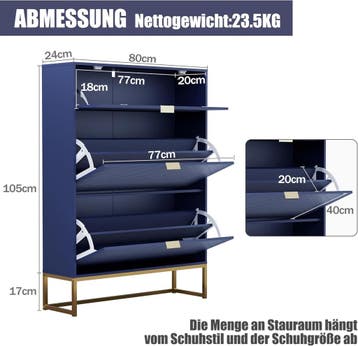 Schoenenkast - Schoenenrek - 80x24x122 cm - Blauw - UEV, Verzenden, Zo goed als nieuw