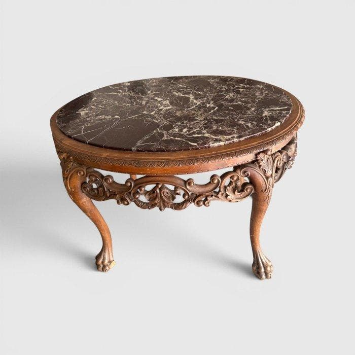 Tafel - Walnoot - Bijzettafel met marmeren blad, Antiek en Kunst, Antiek | Overige Antiek