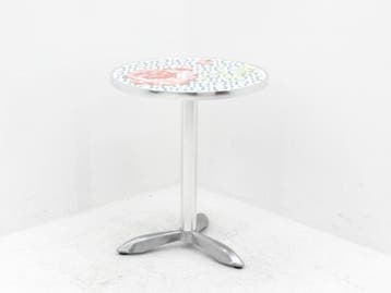 Bijzettafel - Ø60cm - mozaiekprint - 3-poot chroom, Ophalen of Verzenden, Gebruikt