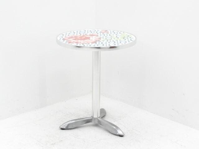 Bijzettafel - Ø60cm - mozaiekprint - 3-poot chroom, Huis en Inrichting, Tafels | Bijzettafels, Gebruikt, Ophalen of Verzenden