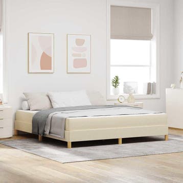 vidaXL Boxspringbed met matras Crème 180 x 200 cm Stof, Verzenden, Nieuw, Crème, Stof