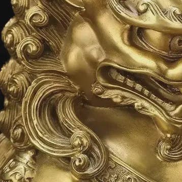 Set van 2 Koperen Feng Shui Leeuw Beeldjes - Symbool van Bes