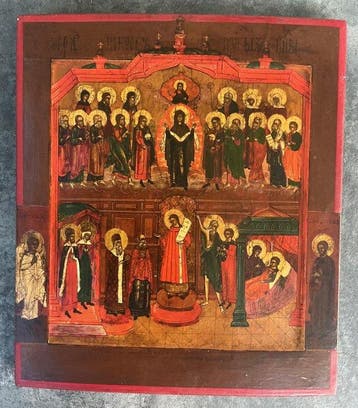 Icoon - Pokrov van de Moeder Gods - Hout