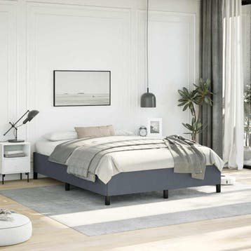 vidaXL Bedframe zonder matras donkergrijs 137x190 cm fluweel, Verzenden, Nieuw, Tweepersoons, Stof