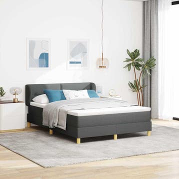 vidaXL Boxspringbed met hoofdeinde Donkergrijs 140 x 200 cm, Huis en Inrichting, Slaapkamer | Bedden, Verzenden, Nieuw, Grijs