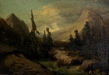 Costantino Rosa (1803-1878) - Paesaggio montano con torrente, Antiek en Kunst, Kunst | Schilderijen | Klassiek