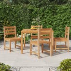 vidaXL 5-delige Tuinset massief teakhout, 4 zitplaatsen, Verzenden, Teakhout, Nieuw