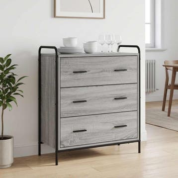 vidaXL Dressoir Grijs Sonoma 97 x 33 x 81 cm Bewerkt hout, Verzenden, Nieuw, Overige houtsoorten, Minder dan 50 cm