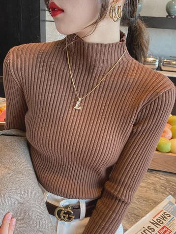 Elegante Dames Gebreide Basic Coltrui met Lange Mouwen - Sla, Kleding | Dames, Verzenden, Nieuw
