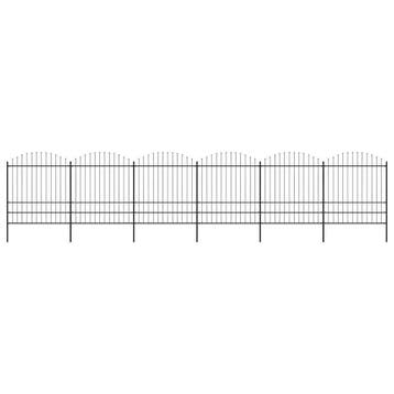 vidaXL Tuinhek met speerpunt staal 1005x200 cm zwart, Verzenden, Nieuw, IJzer