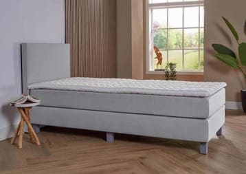 ACTIE! 1-Persoons boxspring Pamplona 90 200 Grijs, 90 cm, Eenpersoons, Verzenden, Nieuw
