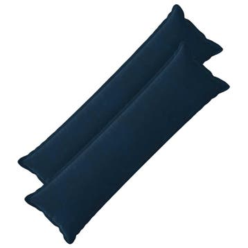 vidaXL Kussensloop 2 pcs HOUTEN Blauw 40 x 145 cm Microfiber, Verzenden, Nieuw, Blauw