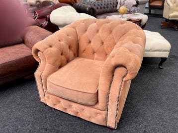 Chesterfield Maarssen !!! Camel Suede Chesterfield  Fauteuil, Ophalen, Zo goed als nieuw, Leer, Chesterfield