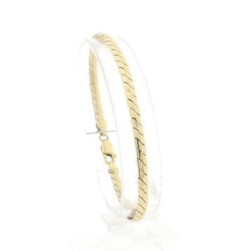 Gouden S-schakel armband; 19 cm (Schakelarmband), Ophalen of Verzenden, Gebruikt, Goud, Goud