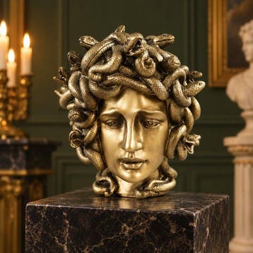 Beeld, Medusa met slangen - 18 cm - Polystone, Antiek en Kunst