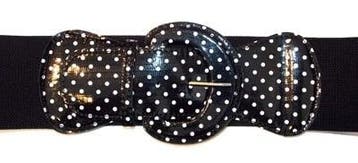 Elastic Belt in Back White Polkadots., Verzenden, Nieuw