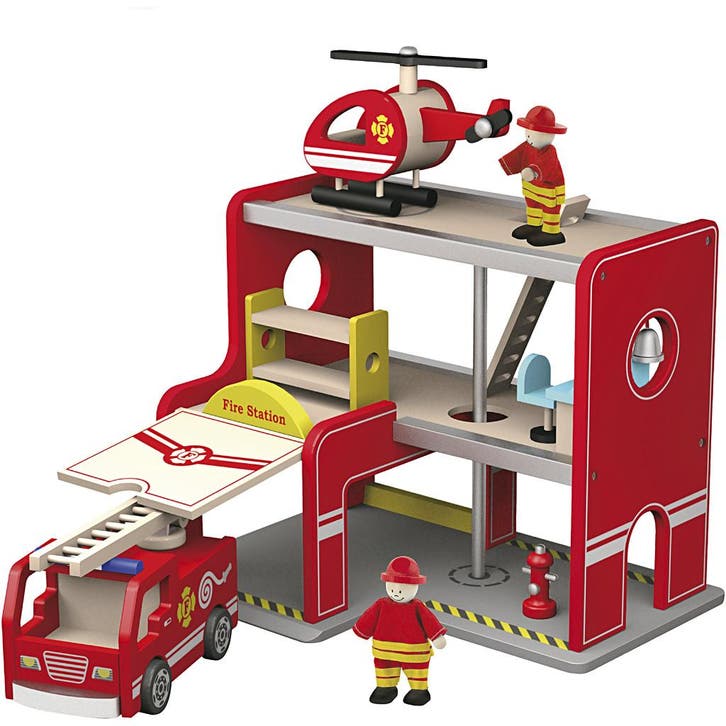 VIGA houten brandweerkazerne, afm 35x26x28 cm, 1 stuk, Kinderen en Baby's, Speelgoed | Overig