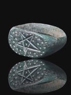 Middeleeuws Bronze Pentagram Seal Ring, Sieraden, Tassen en Uiterlijk