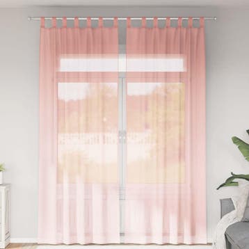 vidaXL Gordijnen voile met lussen 2 st 140x260 cm roze, Verzenden, Nieuw, Roze