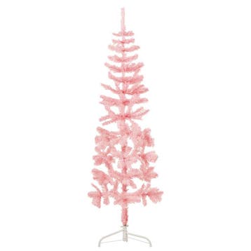 vidaXL Kunstkerstboom half met standaard smal 120 cm roze, Verzenden, Nieuw