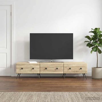 vidaXL TV-kast met lade Sonoma Eiken 147 x 34,5 x 30 cm, Huis en Inrichting, Kasten | Televisiemeubels, Minder dan 50 cm, Verzenden