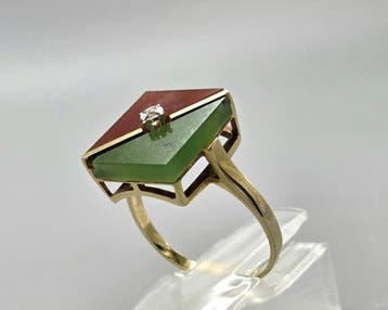 Gouden Vintage en Antieke  ringen met Edelstenen en Diamant., Overige kleuren, Verzenden, Zo goed als nieuw, Dame of Heer