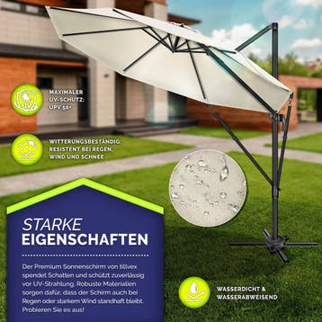 Zweefparasol - Tuinparasol - Parasol 330 cm - Met voet - Met, Verzenden, Zo goed als nieuw