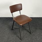 Stoel met Kruisonderstel - Kunstlederen Zitting - Cognac, Ophalen of Verzenden, Gebruikt