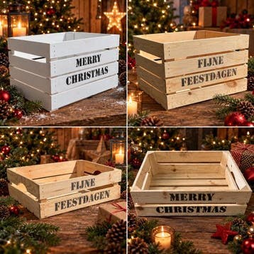 De leukste houten kisten voor kerstpakketten!, Ophalen of Verzenden, Nieuw