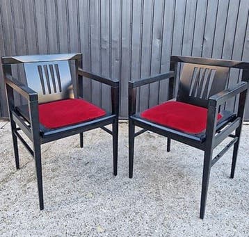 Stoel - Hout - Een paar fauteuils, Antiek en Kunst