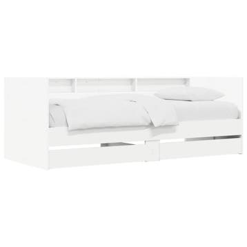 vidaXL Bedframe met opslag Wit 80 x 200 cm Bewerkt hout, Huis en Inrichting, Verzenden, Nieuw, Wit, Hout