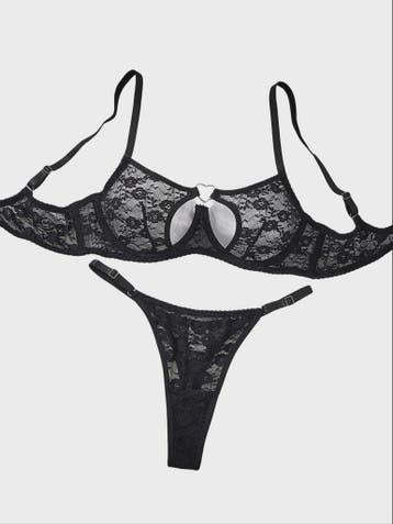 Elegante kanten BH en slip set met hartsluiting - Comfortabe, Verzenden