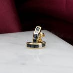Gouden oorbellen met saffier en diamanten; 0,01 ct., Gebruikt, Overige kleuren, Ophalen of Verzenden, Met edelsteen