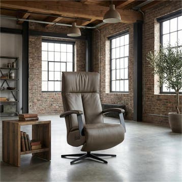 Leren elektrisch relaxfauteuil Pure - Toledo Moss, Bohemian, Industrieel, Modern, Scandinavisch, Nieuw, Ophalen of Verzenden, 50 tot 75 cm