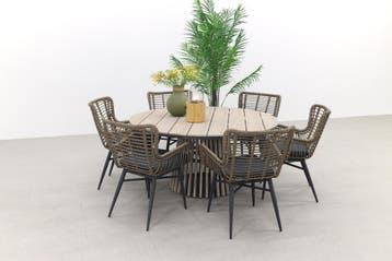 VDG Jasmine naturel/GI Trinxa ronde tuinset - Ø148 cm., Verzenden, Nieuw, Wicker, Tuinset