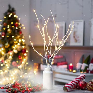 Kerst wilgentakken set - 20 LEDs - Warm wit - Wit, Ophalen of Verzenden, Nieuw