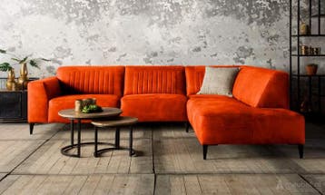 Hoekbank Aspen - hoekbanken - Oranje, Nieuw, 150 cm of meer, Leer, 250 tot 300 cm