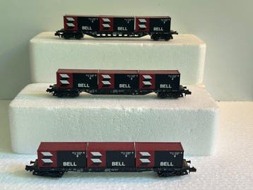 Minitrix N - 13883 - Modeltrein goederenwagon (3) - Drie, Nieuw