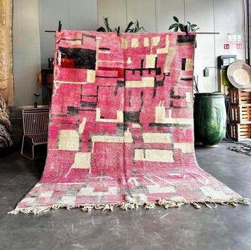 Marokkaanse roze Boujaad tapijt 200x300 cm, authentiek, Nieuw