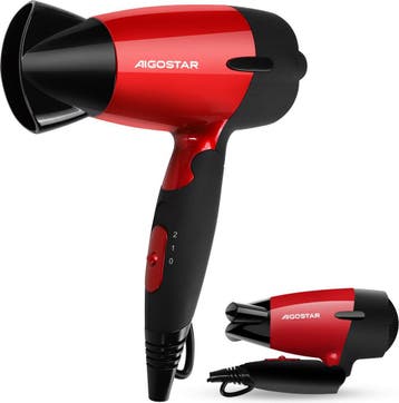 Fohn - Haardroger - Reisfohn - 1400W - Rood - Aigostar, Sieraden, Tassen en Uiterlijk, Uiterlijk | Haarverzorging, Verzenden, Zo goed als nieuw