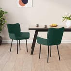 vidaXL Eetkamerstoelen 2 st fluweel donkergroen, Huis en Inrichting, Stoelen, Verzenden, Nieuw