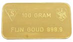 100 gram goudbaar Schone NV Amsterdam (zie ontwerp), Postzegels en Munten, Edelmetalen en Baren, Verzenden, Goud
