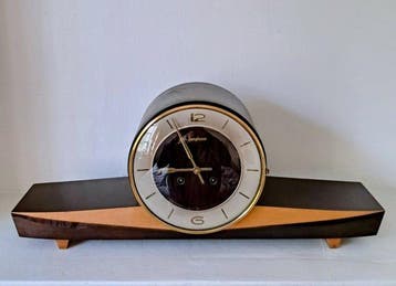 Pendule - Junghans - Mid-century modern Hout, Messing, Glas