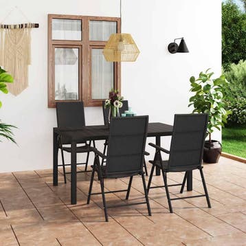 vidaXL 5-delige Tuinset zwart, Tuin en Terras, Verzenden, Nieuw, 5 zitplaatsen, Tuinset
