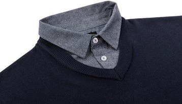 2dekans | Milanoro - Herenpullover met overhemdkraag - Navy, Ophalen of Verzenden, Zo goed als nieuw, Milanoro