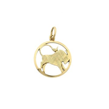 Gouden sterrenbeeld hanger; Stier (Hanger of bedel), Ophalen of Verzenden, Gebruikt, Goud, Overige merken