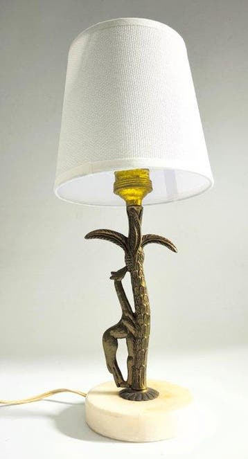 Tafellamp - Brons, Marmer - Hollywood Regency-stijl