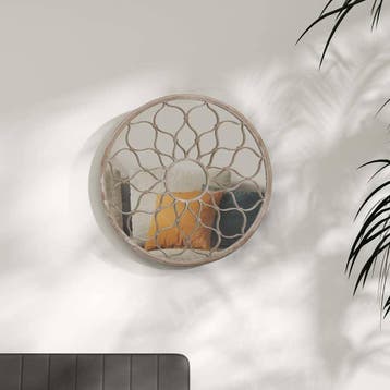 vidaXL Spiegel rond 60x3 cm ijzer zandkleurig, Huis en Inrichting, Verzenden, Nieuw