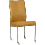Leren eetkamerstoel Comfort met wieltjes - Granada Amber, Ophalen of Verzenden, Nieuw, Leer, Modern